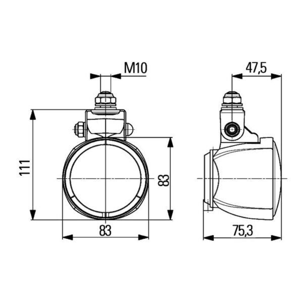 Arbeitsscheinwerfer Halogen 12/24V – Breites Lichtbündel, Bügelhalterung – HELLA – Bild 3
