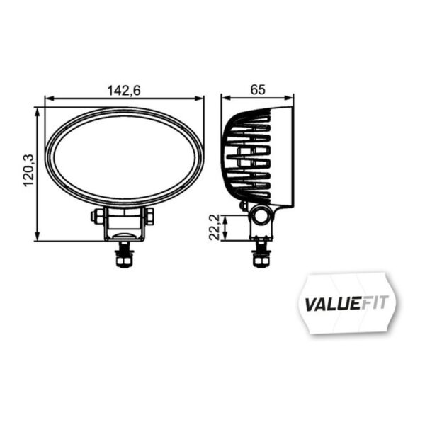 Faro da Lavoro LED 1.200 Lumen 12/24V – Fascio Ampio, Montaggio a staffa – HELLA O1200 VALUEFIT – foto 3