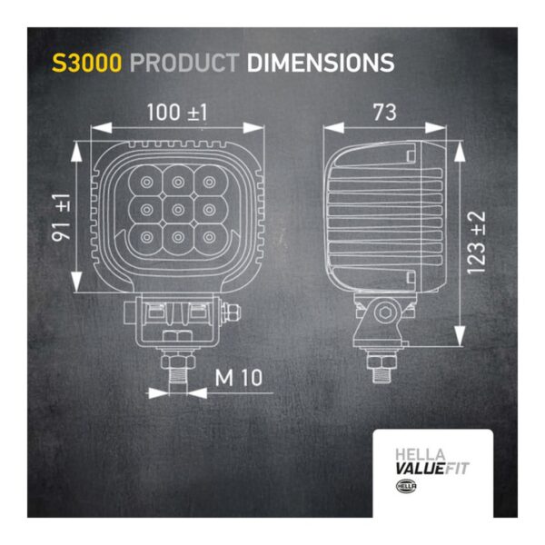 Faro da Lavoro LED 3.000 Lumen 12/24V – Fascio Lungo Raggio, Montaggio a staffa – HELLA S3000 2.0 VALUEFIT – foto 3