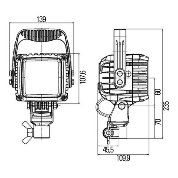 Faro da Lavoro LED 3.000 Lumen 12/24V – Fascio Ampio, Montaggio a palo/tubo – HELLA – foto 3