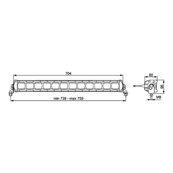 Faro da Lavoro LED 5.500 Lumen 12/24V – Fascio Lungo Raggio, Montaggio a bullone – HELLA Lightbar LBX VALUEFIT