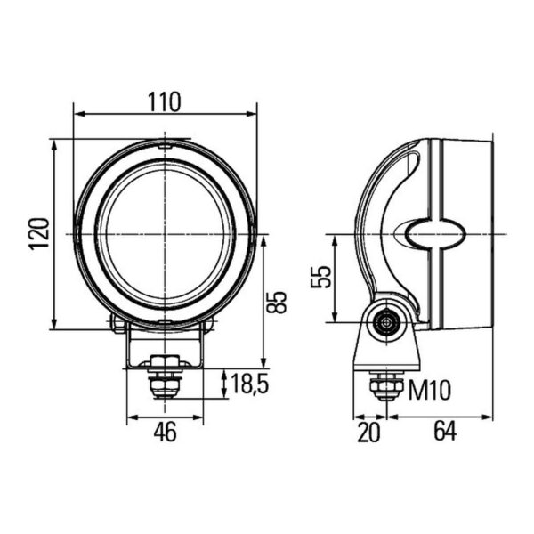 Faro da Lavoro LED 600 Lumen 12/24V – Fascio Ampio, Montaggio a bullone – HELLA – foto 3