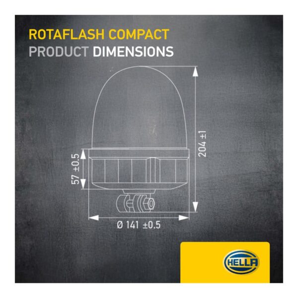 Girofaro LED 12/24V – Montaggio a palo/tubo – HELLA RotaFlash Compact LED – foto 2