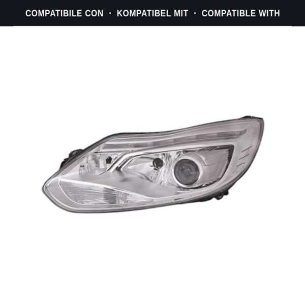 Compatibile con: Faro Anteriore Sinistro Ford Focus 2011-2013 – Parabola Cromata – Xenon Parabola Cromata C/Motore D3S-H7-H1-Py21W C/Luce Diurna A Led