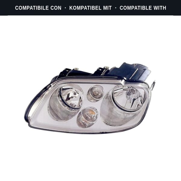 Compatibile con: Faro Anteriore Sinistro Volkswagen Touran 2003-2005 – Parabola Cromata – C/Motorino Modello Al