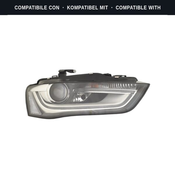 Compatibile con: Faro Anteriore Sinistro Audi A4 2012-2014 – Xenon+H7 C/Luce Diurna A Led Afs C/Motore Parabola Nera