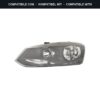 Compatibile con: Faro Anteriore Sinistro Volkswagen Polo 2014-2016 – Comfort/Highline Modello Hella Con Motore Elettrico Cornice Nera