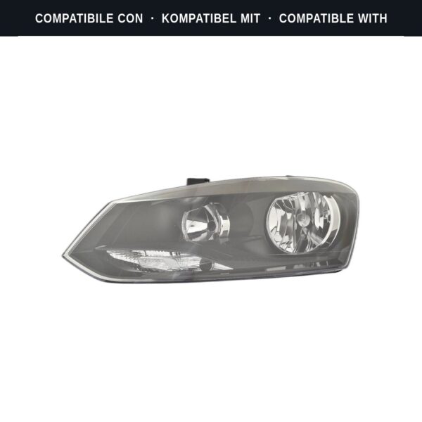 Compatibile con: Faro Anteriore Sinistro Volkswagen Polo 2014-2016 – Comfort/Highline Modello Hella Con Motore Elettrico Cornice Nera