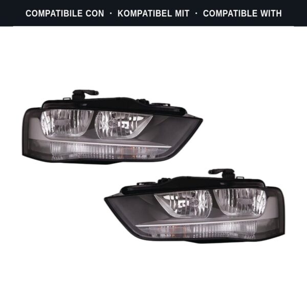 Compatibile con: Coppia Fari Anteriori Destro + Sinistro Audi A4 2012-2014 – C/Motore Parabola Nera