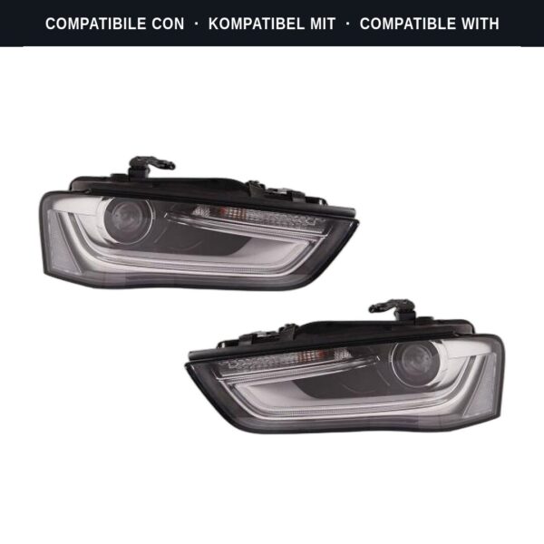Compatibile con: Coppia Fari Anteriori Destro + Sinistro Audi A4 2012-2014 – Xenon A Led C/Motore Parabola Nera