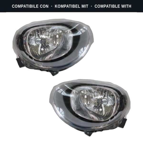 Compatibile con: Coppia Fari Anteriori Destro + Sinistro FIAT 500 X 2015-2017 – Parabola Nera C/Motore