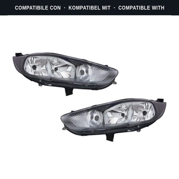 Compatibile con: Coppia Fari Anteriori Destro + Sinistro Ford Fiesta 2013-2016 – Parabola Nera