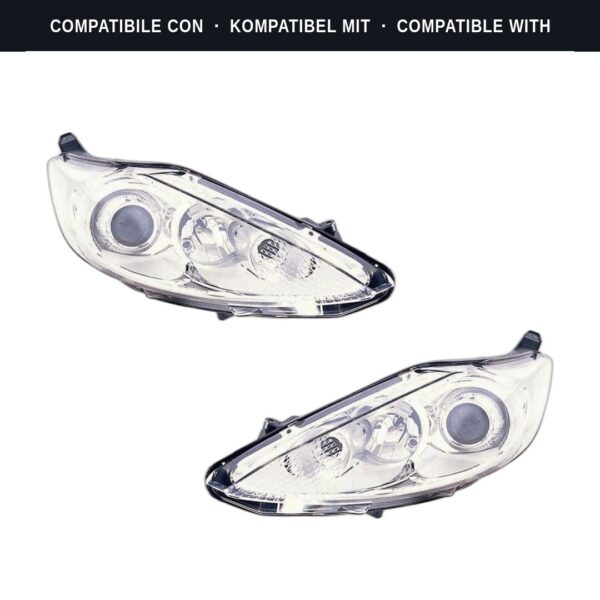Compatibile con: Coppia Fari Anteriori Destro + Sinistro Ford Fiesta 2008-2012 – Parabola Cromata