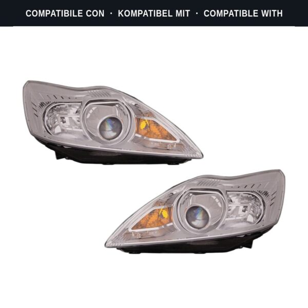 Compatibile con: Coppia Fari Anteriori Destro + Sinistro Ford Focus 2007-2010 – Parabola Cromata – Xenon Parabola Cromata C/Motor Elettrico