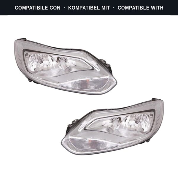 Compatibile con: Coppia Fari Anteriori Destro + Sinistro Ford Focus 2011-2013 – Parabola Cromata – Parabola Cromata C/Motore