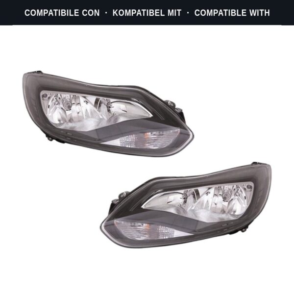 Compatibile con: Coppia Fari Anteriori Destro + Sinistro Ford Focus 2011-2013 – Parabola Nera