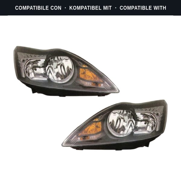 Compatibile con: Coppia Fari Anteriori Destro + Sinistro Ford Focus 2007-2010 – Parabola Nera – Parabola Nera C/Motor Elettrico