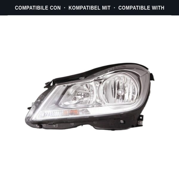 Compatibile con: Faro Anteriore Sinistro Mercedes Classe C W204 Berlina – Coupe’ 2011+ – Parabola Cromata