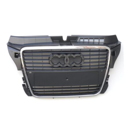 Griglia Audi A3 8P 3 Porte dal 2008 Cromata e Grigia con Portatarga e Fori Sensori di Parcheggio