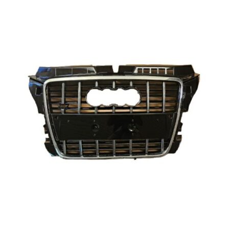 Griglia Audi A3 8P 3 Porte dal 2008 Cromata e Nera con Fori Sensori di Parcheggio e Portatarga