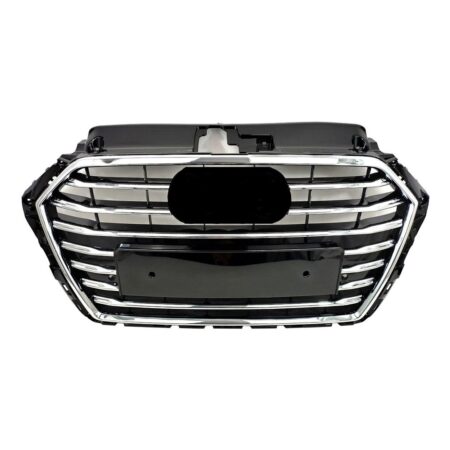 Griglia Audi A3 8V dal 2016 Cromata Silver e Nera Lucida con Fori Sensori di Parcheggio, originale 8V3853651AAFUH