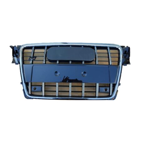 Griglia Audi A4 dal 2007 Nera Lucida con Cornice Cromata e Fori Sensori di Parcheggio