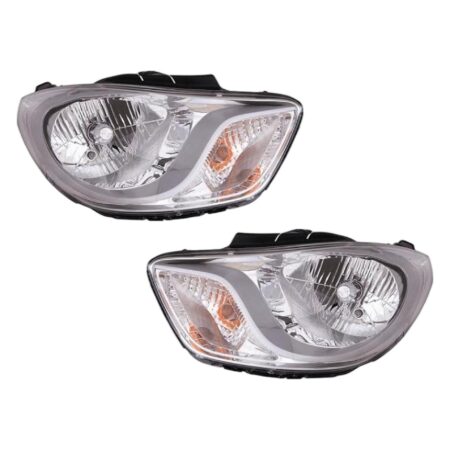 Coppia Fari Anteriori Destro + Sinistro Hyundai I-10 2011-2013 - Parabola Cromata