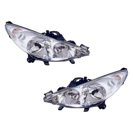 Coppia Fari Anteriori Destro + Sinistro Peugeot 207 – Senza Fendinebbia Parabola Cromata, originale 6206-95, 620695