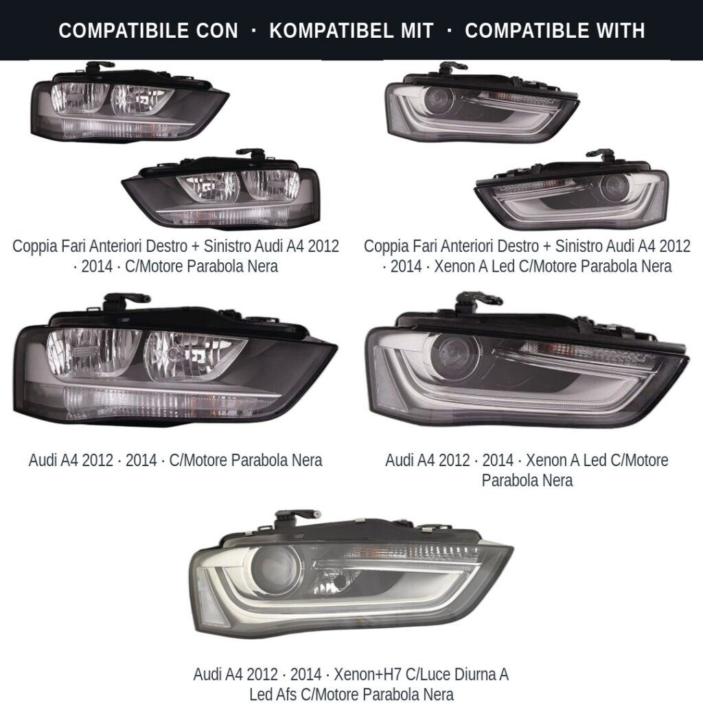Fari compatibili con Kit Staffe Supporti Faro Anteriore Destro Audi A4 2012-2015 – 2 Pezzi