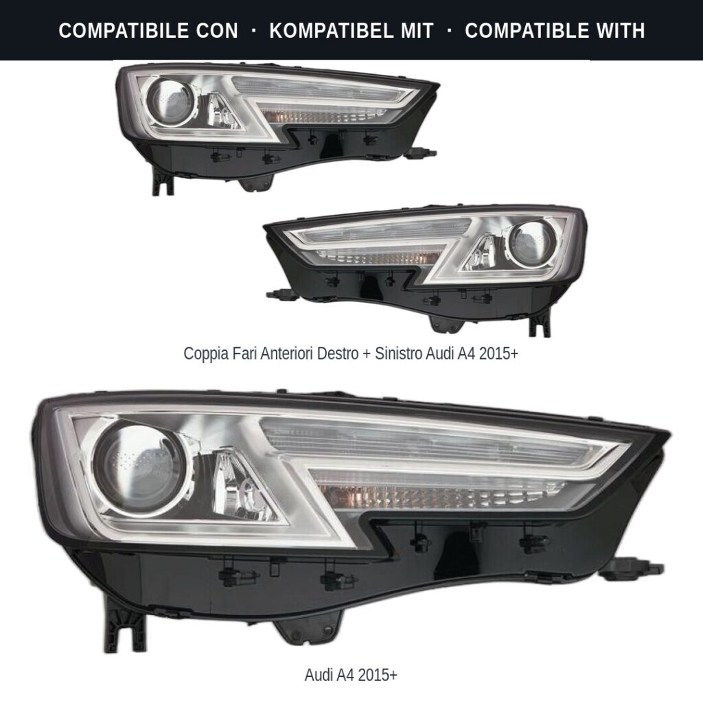 Fari compatibili con Kit Staffe Supporti Faro Anteriore Destro Audi A4 2015-2019 – 3 Pezzi