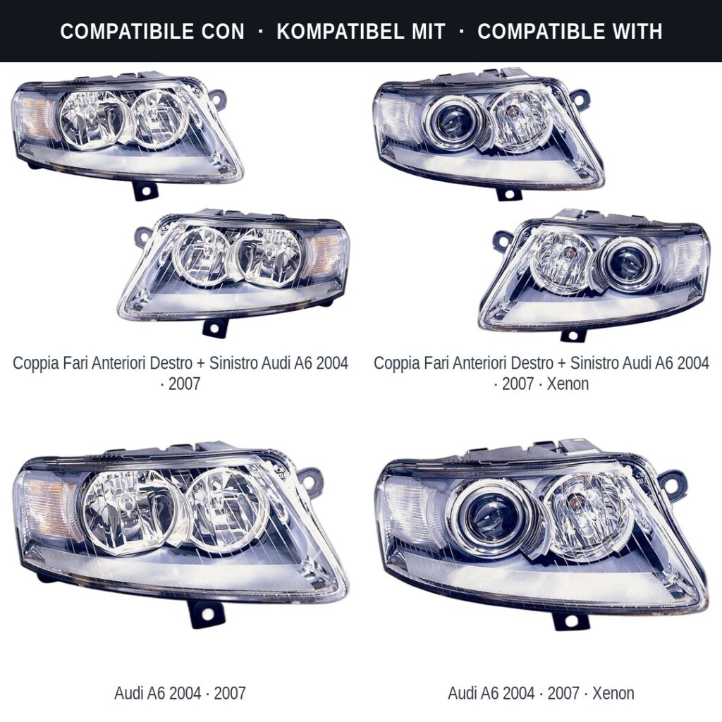 Fari compatibili con Kit Staffe Supporti Faro Anteriore Destro Audi A6 2004-2008 – 3 Pezzi