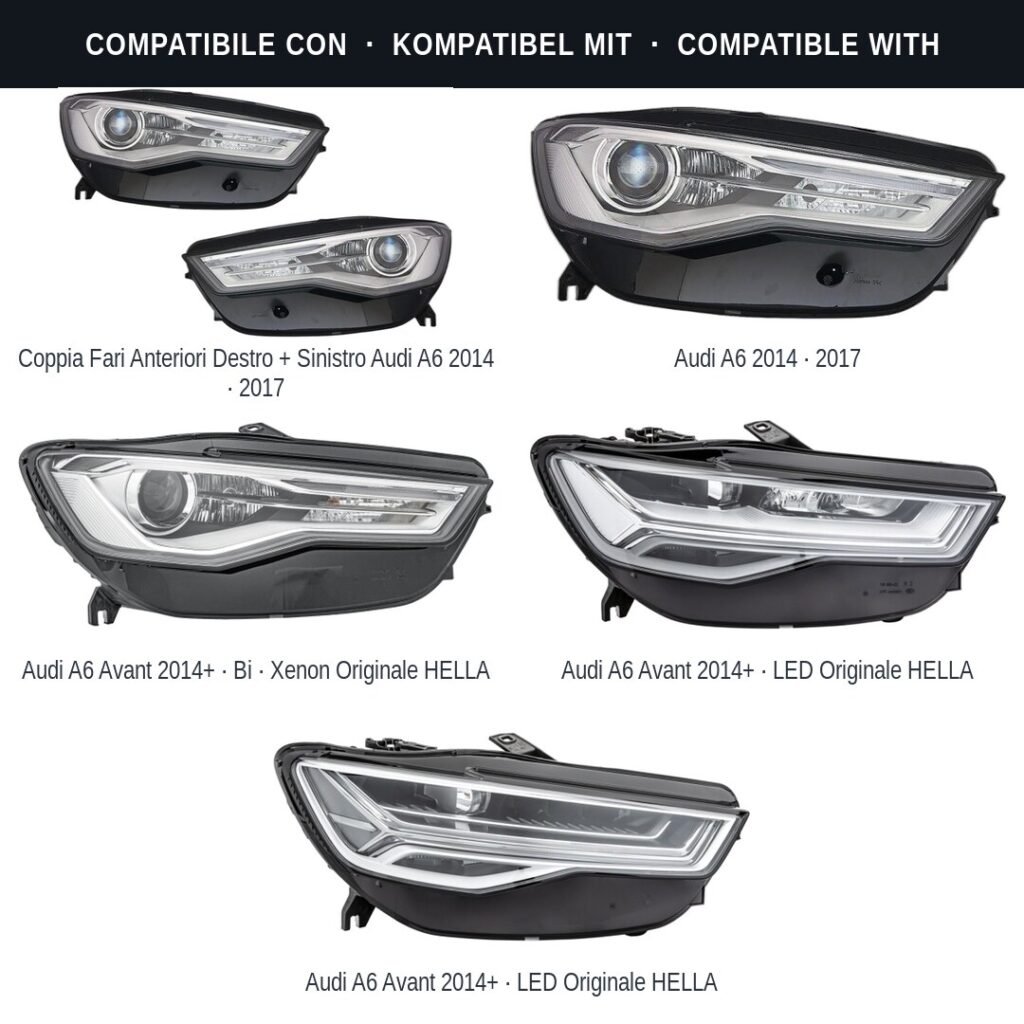 Scheinwerfer compatibili con Kit Staffe Supporti Faro Vorne Destro Audi A6 2011-2018 – 3 Pezzi