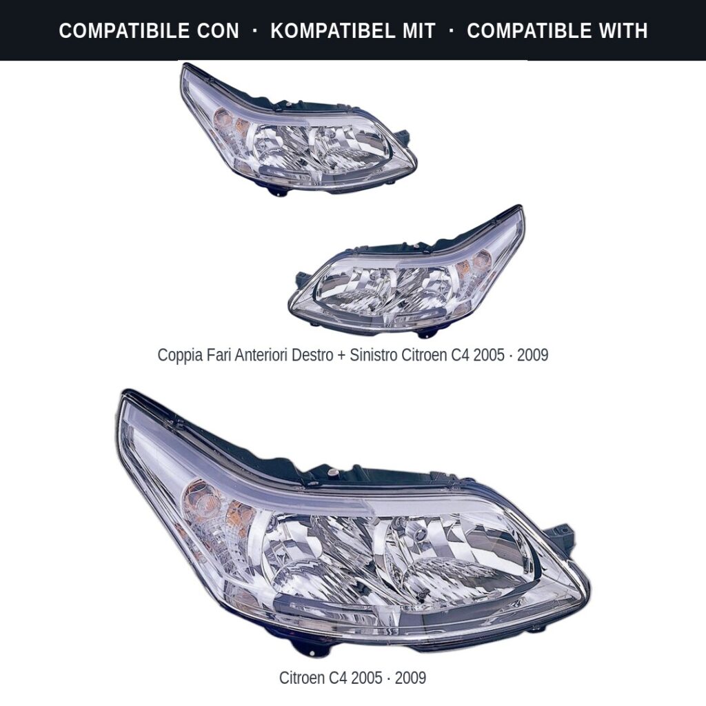 Fari compatibili con Kit Staffe Supporti Faro Anteriore Destro Citroen C4 2004-2010 – 3 Pezzi