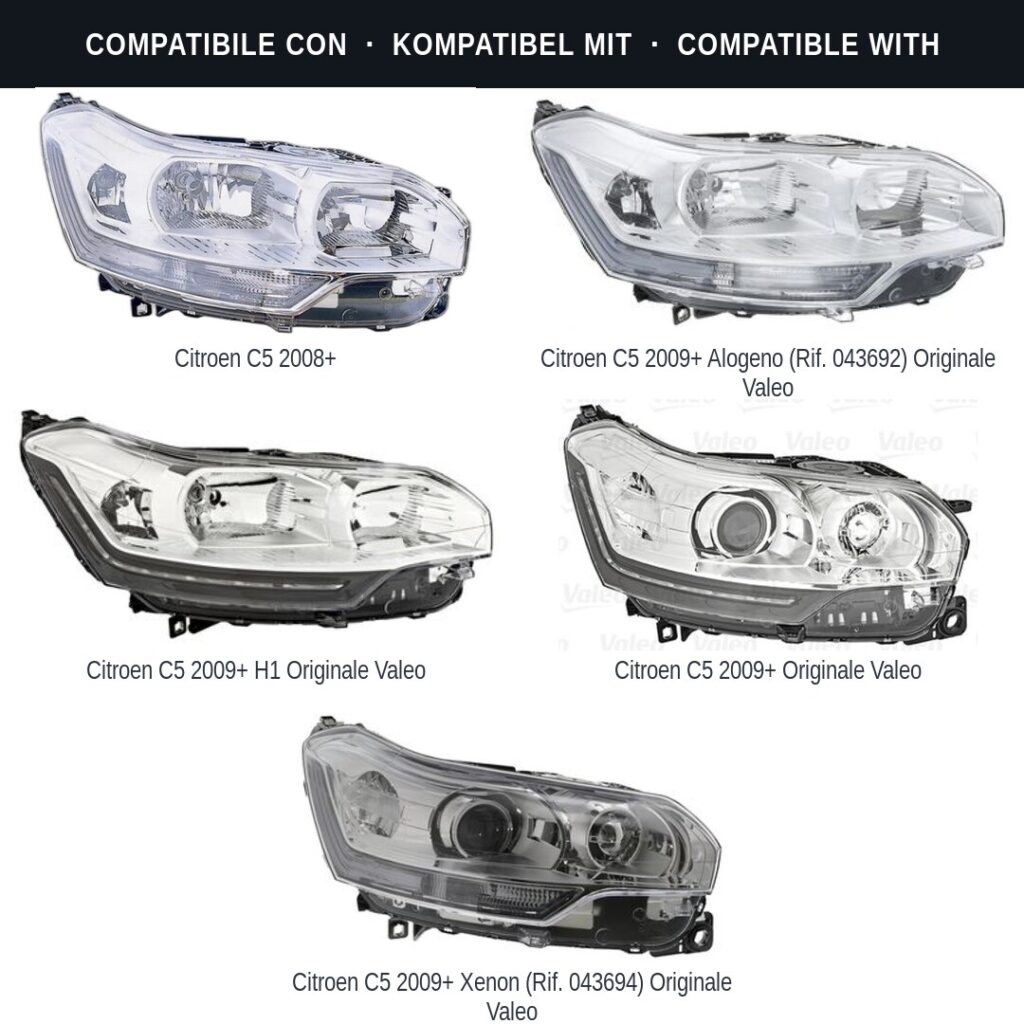 Scheinwerfer compatibili con Kit Staffe Supporti Faro Vorne Destro Citroen C5 2008-2010 – 4 Pezzi