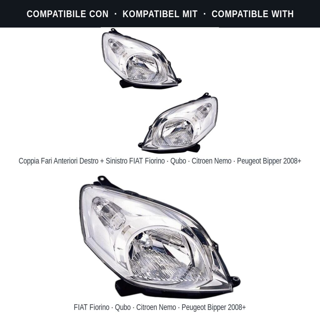 Fari compatibili con Kit Staffe Supporti Faro Anteriore Destro Citroen Nemo 2007+ – 3 Pezzi