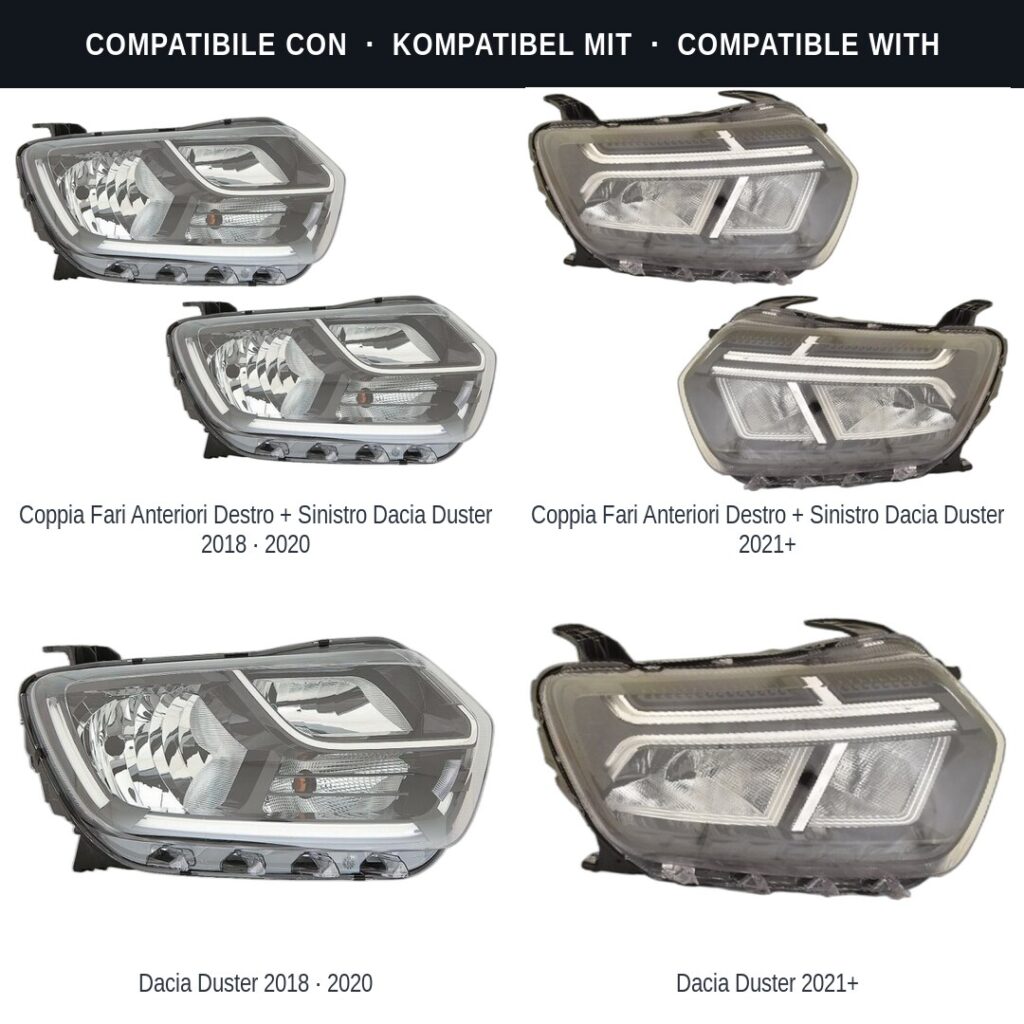 Scheinwerfer compatibili con Kit Staffe Supporti Faro Vorne Destro Dacia Duster II 2018-2022 – 5 Pezzi