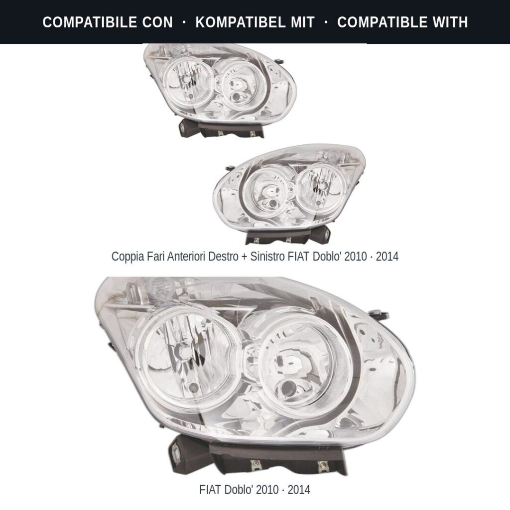 Scheinwerfer compatibili con Kit Staffe Supporti Faro Vorne Destro Fiat Doblo’ 2009-2015 – 3 Pezzi