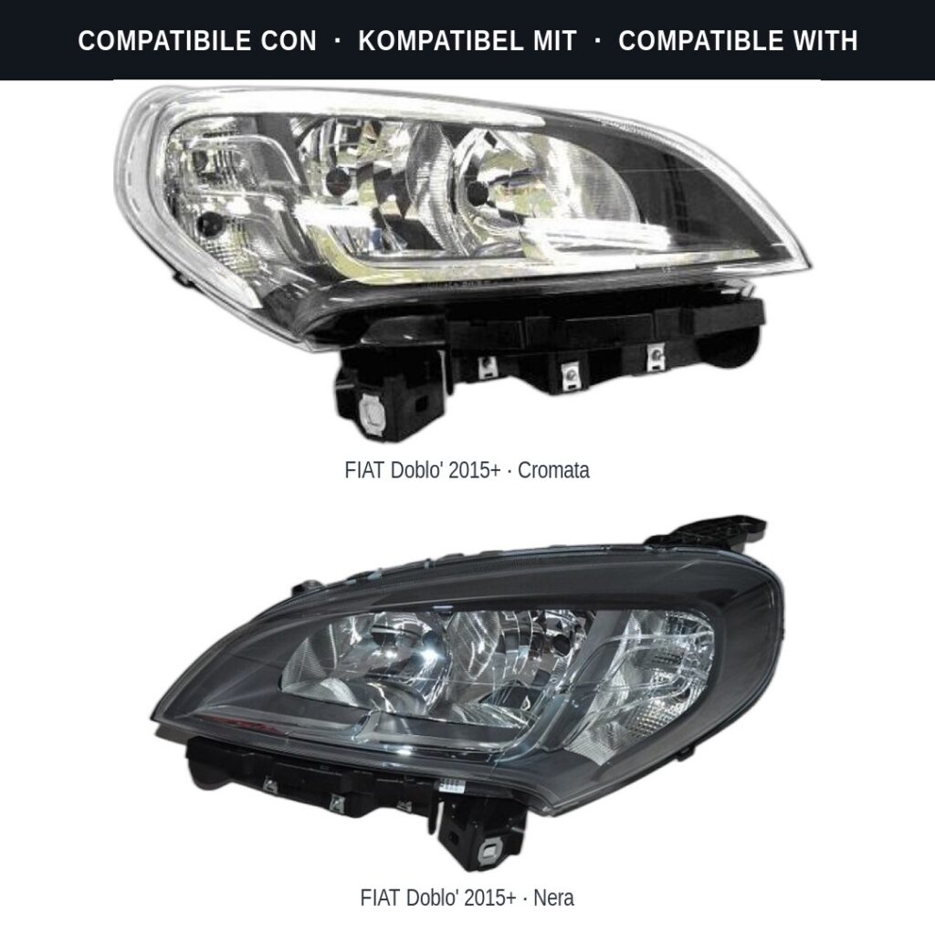 Fari compatibili con Kit Staffe Supporti Faro Anteriore Destro Fiat Doblo’ 2015-2022 – 3 Pezzi