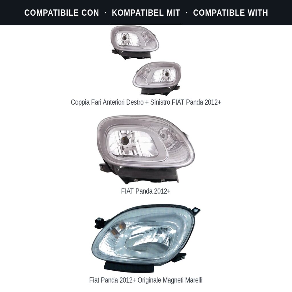 Fari compatibili con Kit Staffe Supporti Faro Anteriore Destro Fiat Panda 2012+ – 3 Pezzi