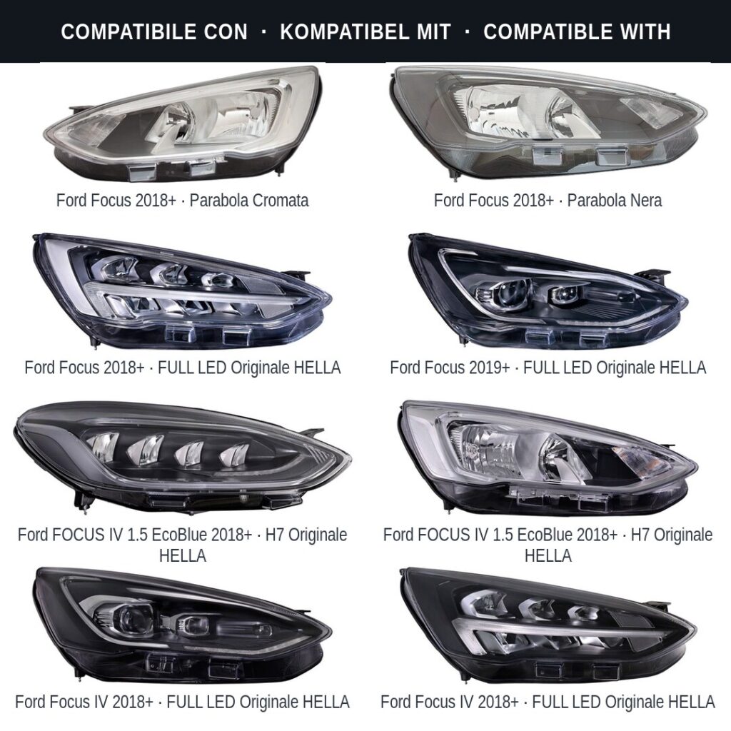 Fari compatibili con Kit Staffe Supporti Faro Anteriore Destro Ford Focus 2018-2022 – 3 Pezzi