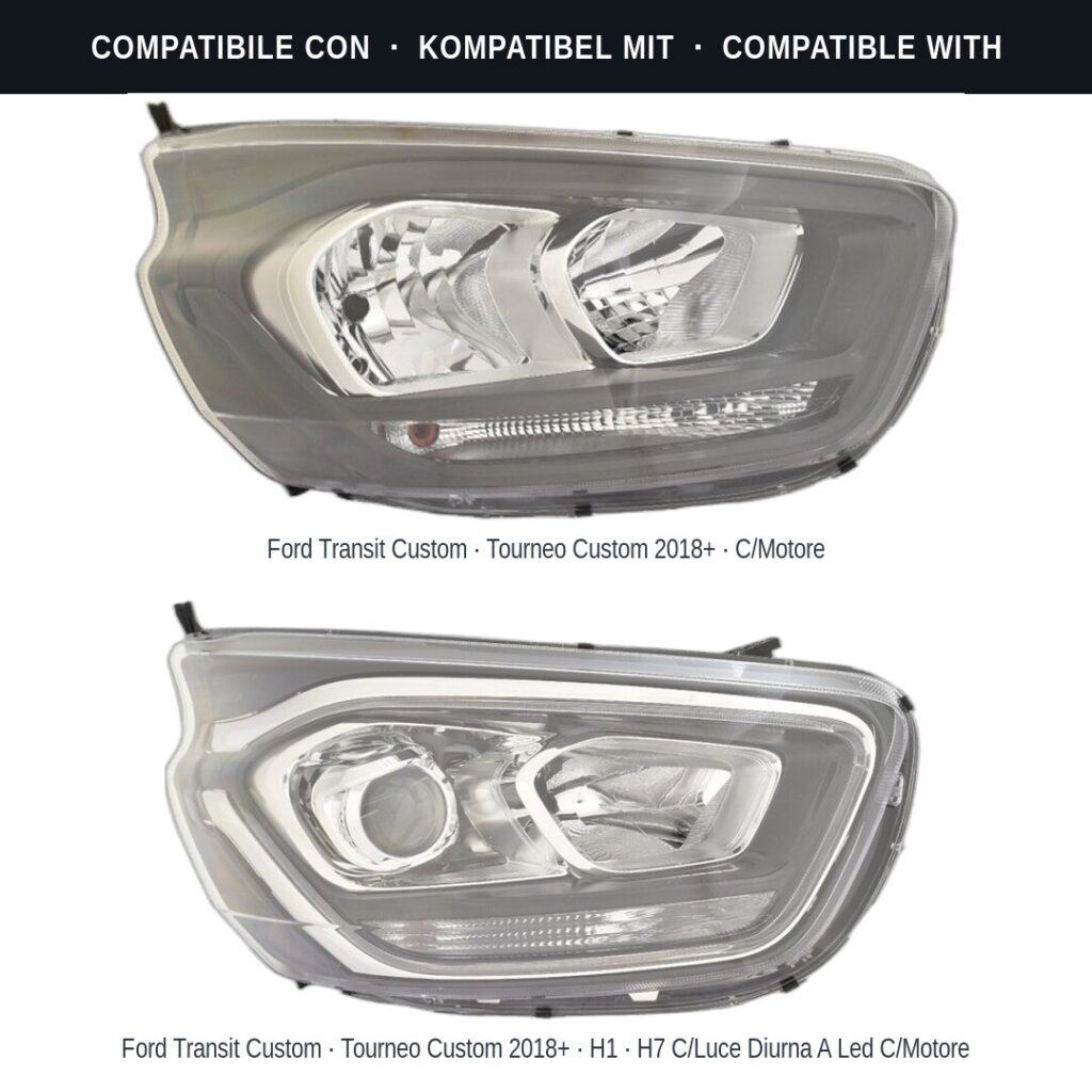 Fari compatibili con Kit Staffe Supporti Faro Anteriore Destro Ford Transit/Tourneo Custom 2018+ – 2 Pezzi