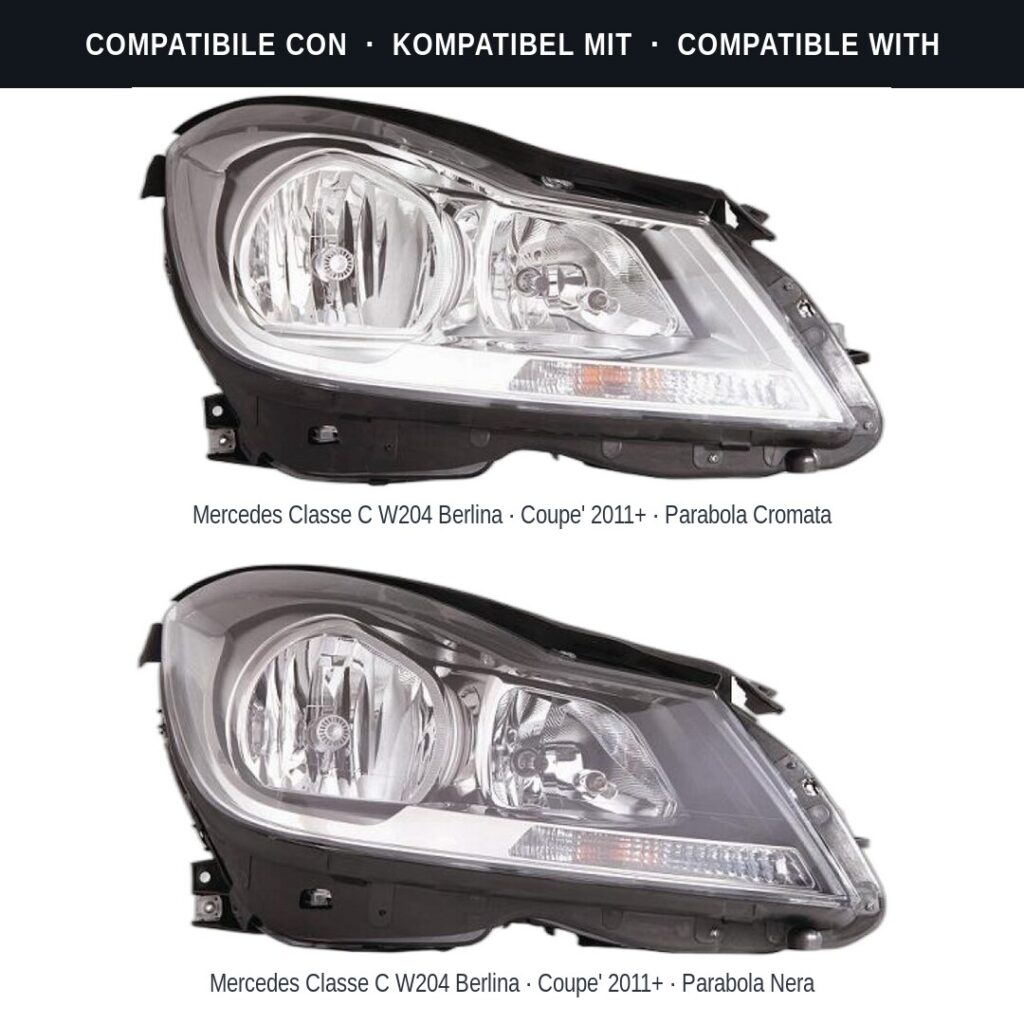 Fari compatibili con Kit Staffe Supporti Faro Anteriore Destro Mercedes Classe C W/S204 2011-2014 – 3 Pezzi
