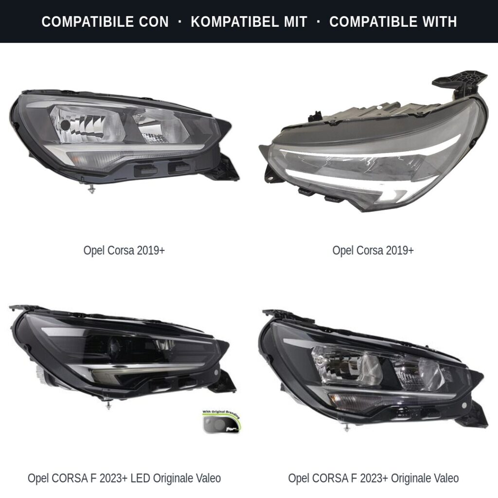 Fari compatibili con Kit Staffe Supporti Faro Anteriore Destro Opel Corsa F 2019-2023 – 3 Pezzi