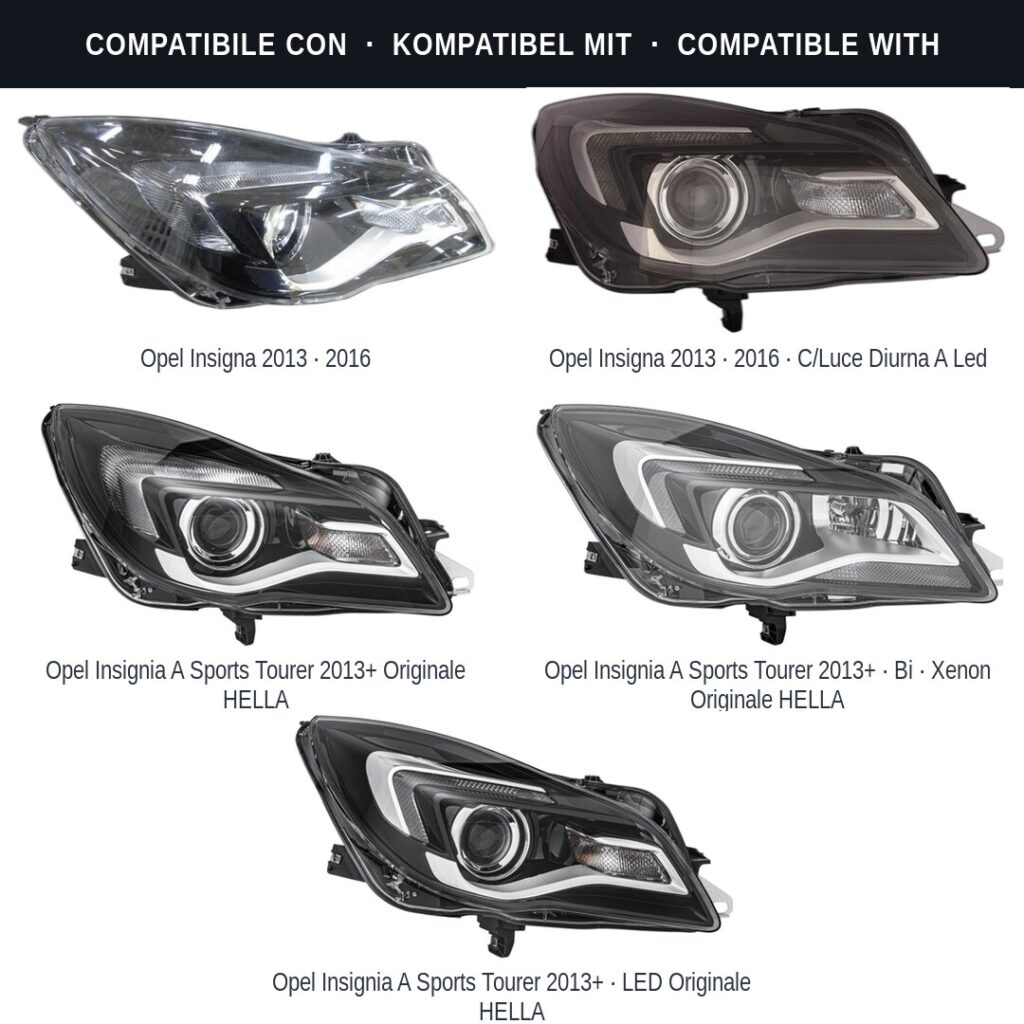 Fari compatibili con Kit Staffe Supporti Faro Anteriore Destro Opel Insignia A 2013-2017 – 4 Pezzi