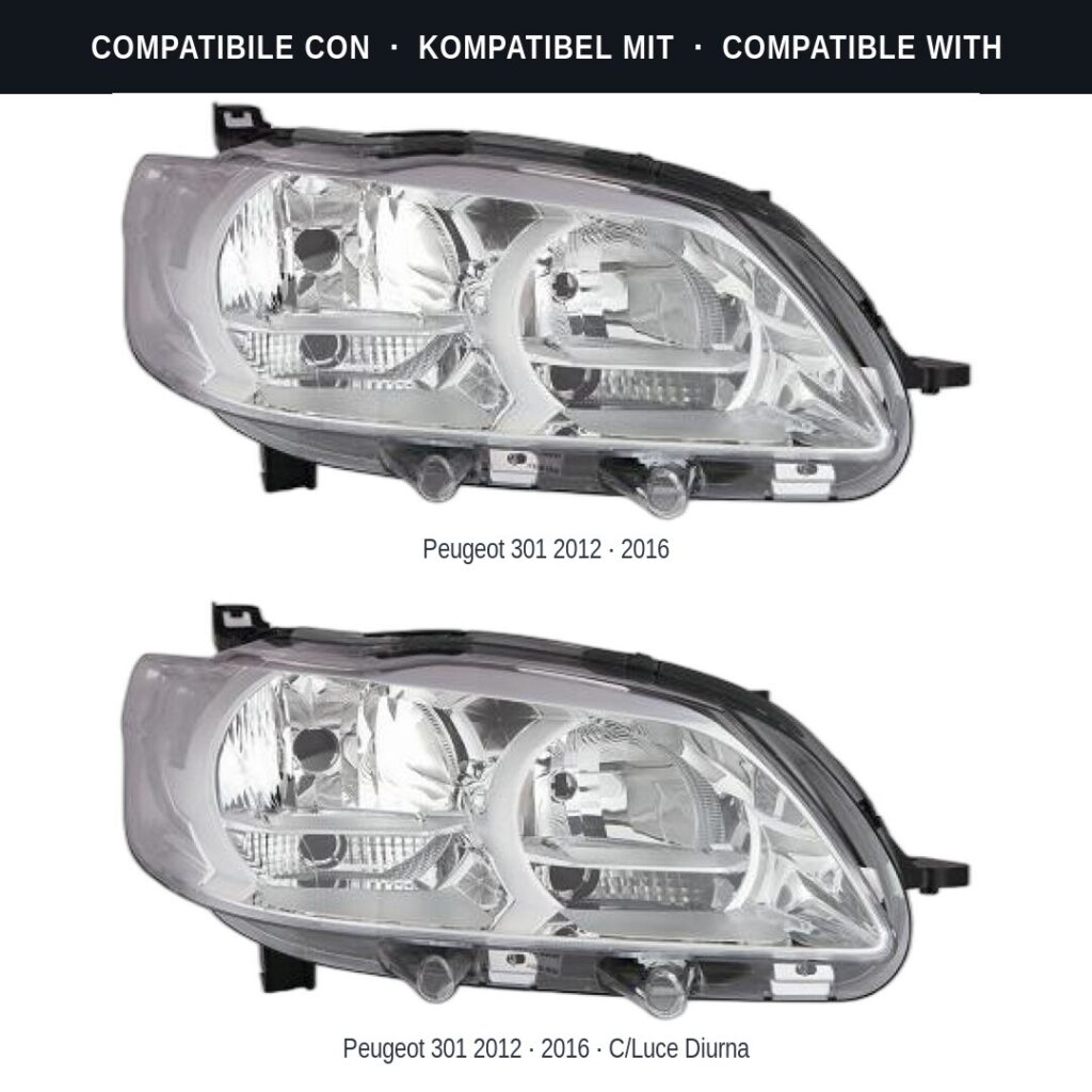 Fari compatibili con Kit Staffe Supporti Faro Anteriore Destro Peugeot 301 2012+ – 2 Pezzi
