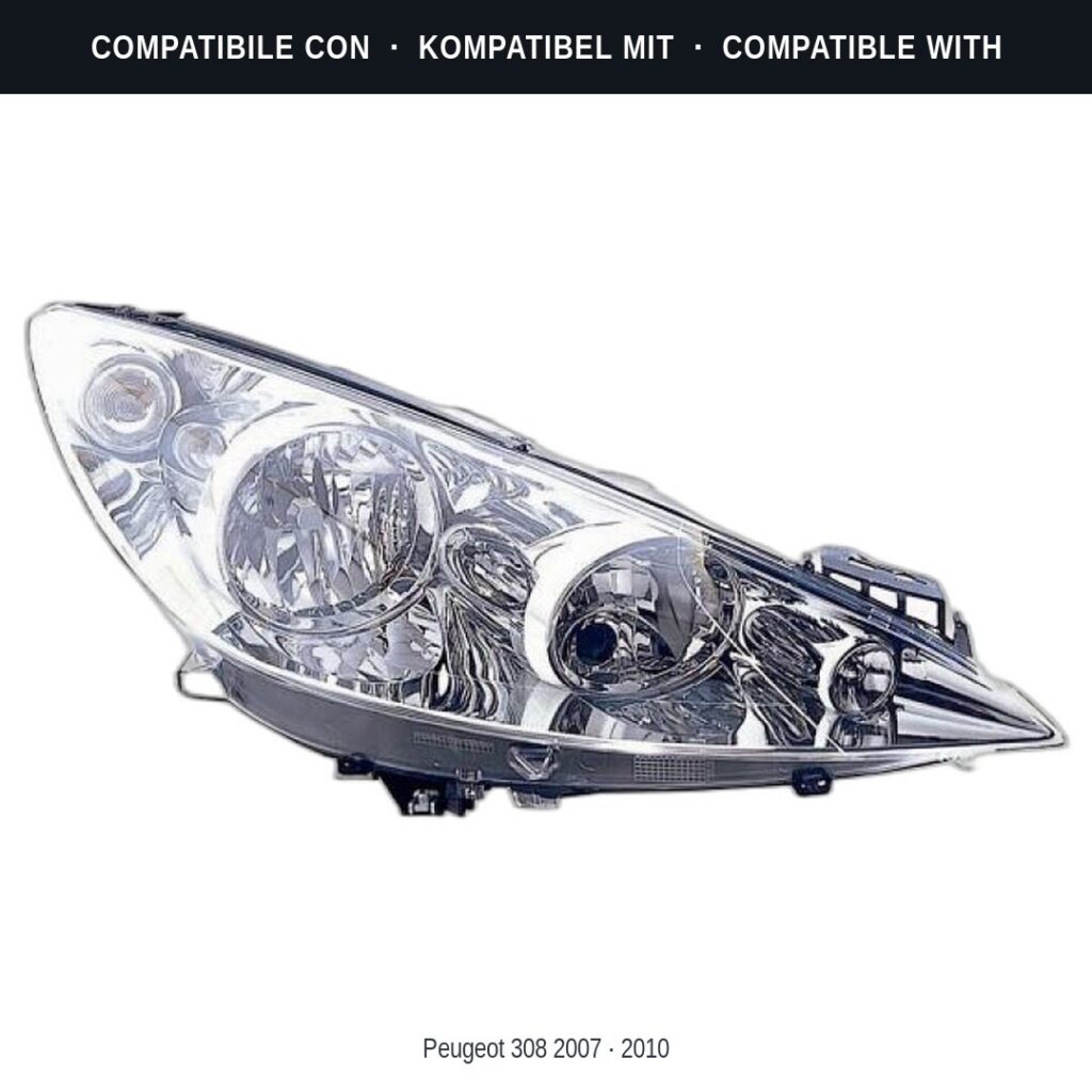 Fari compatibili con Kit Staffe Supporti Faro Anteriore Destro Peugeot 308 2007-2013 – 3 Pezzi