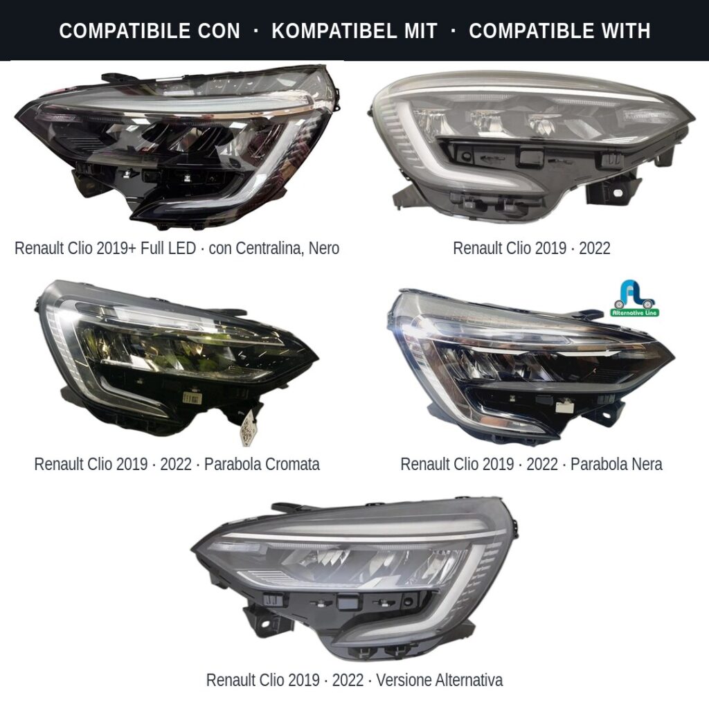 Scheinwerfer compatibili con Kit Staffe Supporti Faro Vorne Destro Renault Clio V 2019-2023 – 5 Pezzi