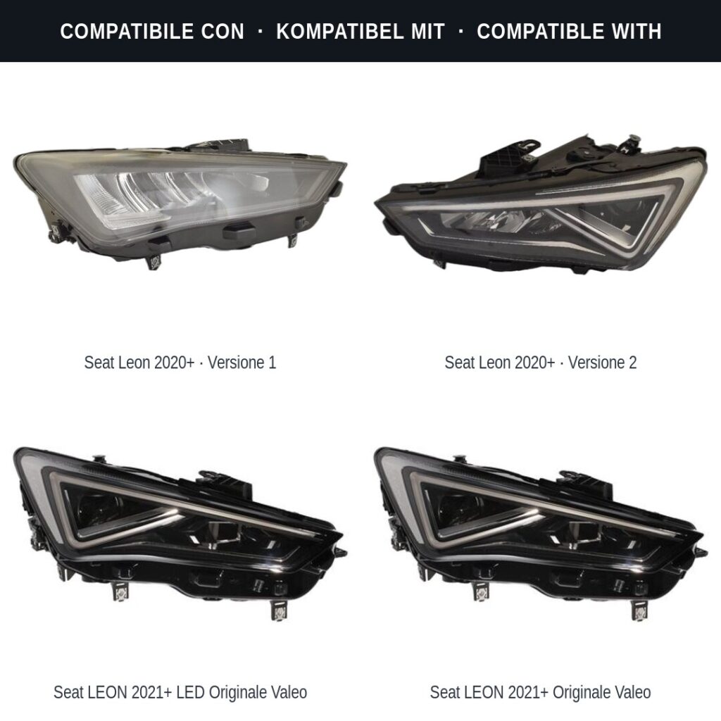 Fari compatibili con Kit Staffe Supporti Faro Anteriore Destro Seat Leon 2020+ – 6 Pezzi