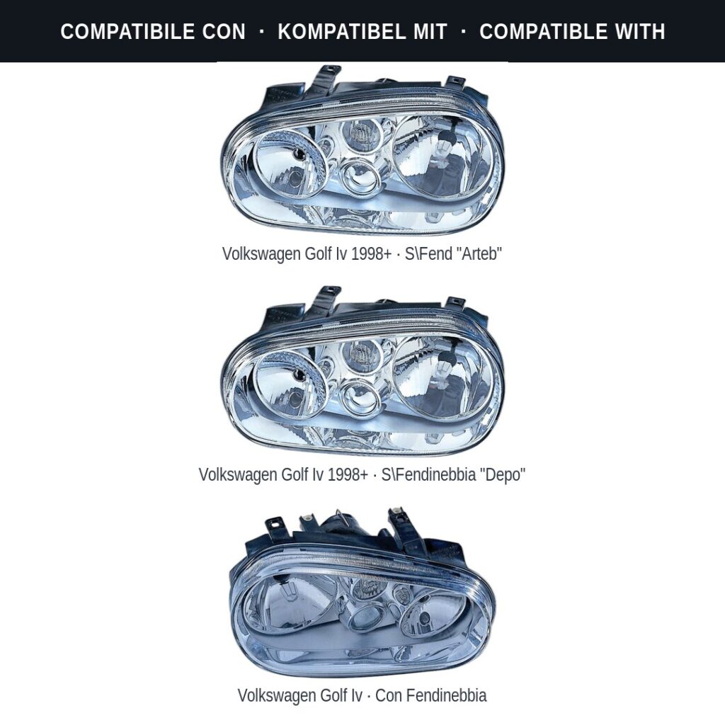 Scheinwerfer compatibili con Kit Staffe Supporti Faro Vorne Destro Volkswagen Golf IV 1997-2003 – 2 Pezzi