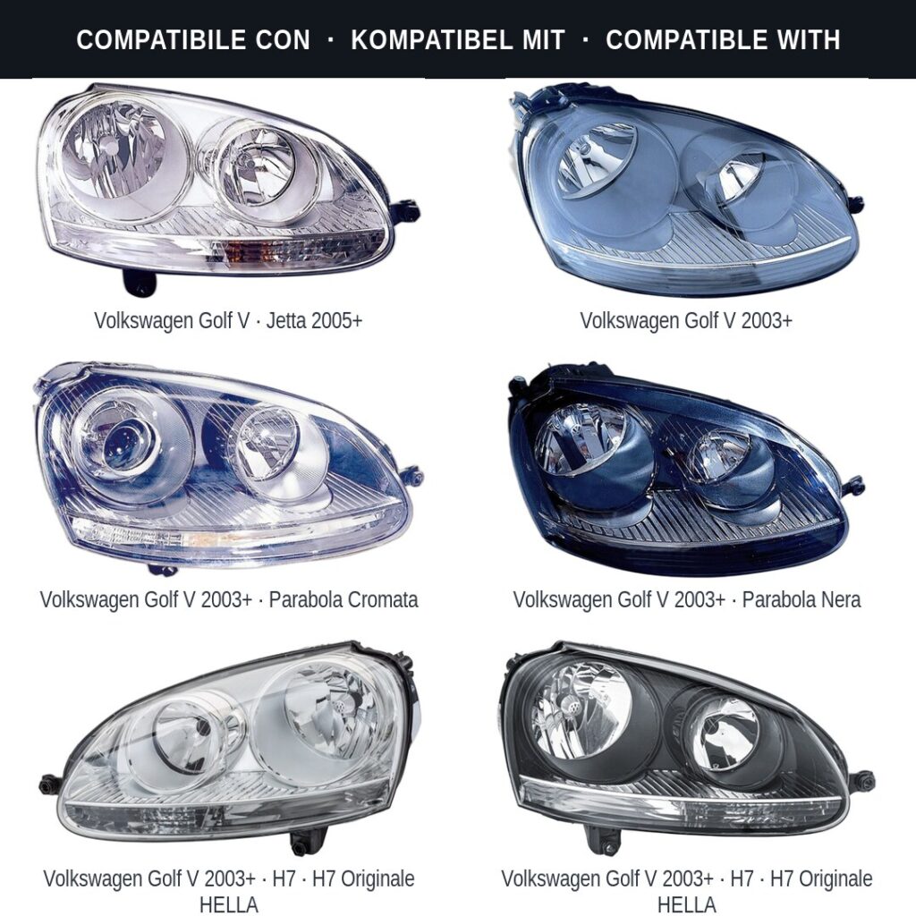 Scheinwerfer compatibili con Kit Staffe Supporti Faro Vorne Destro Volkswagen Golf V 2003-2008 – 3 Pezzi
